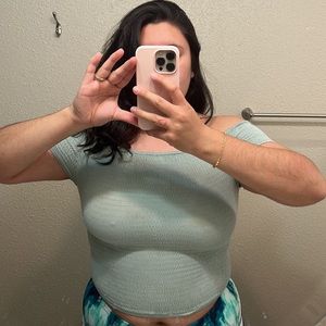 Sea foam green rubbed top